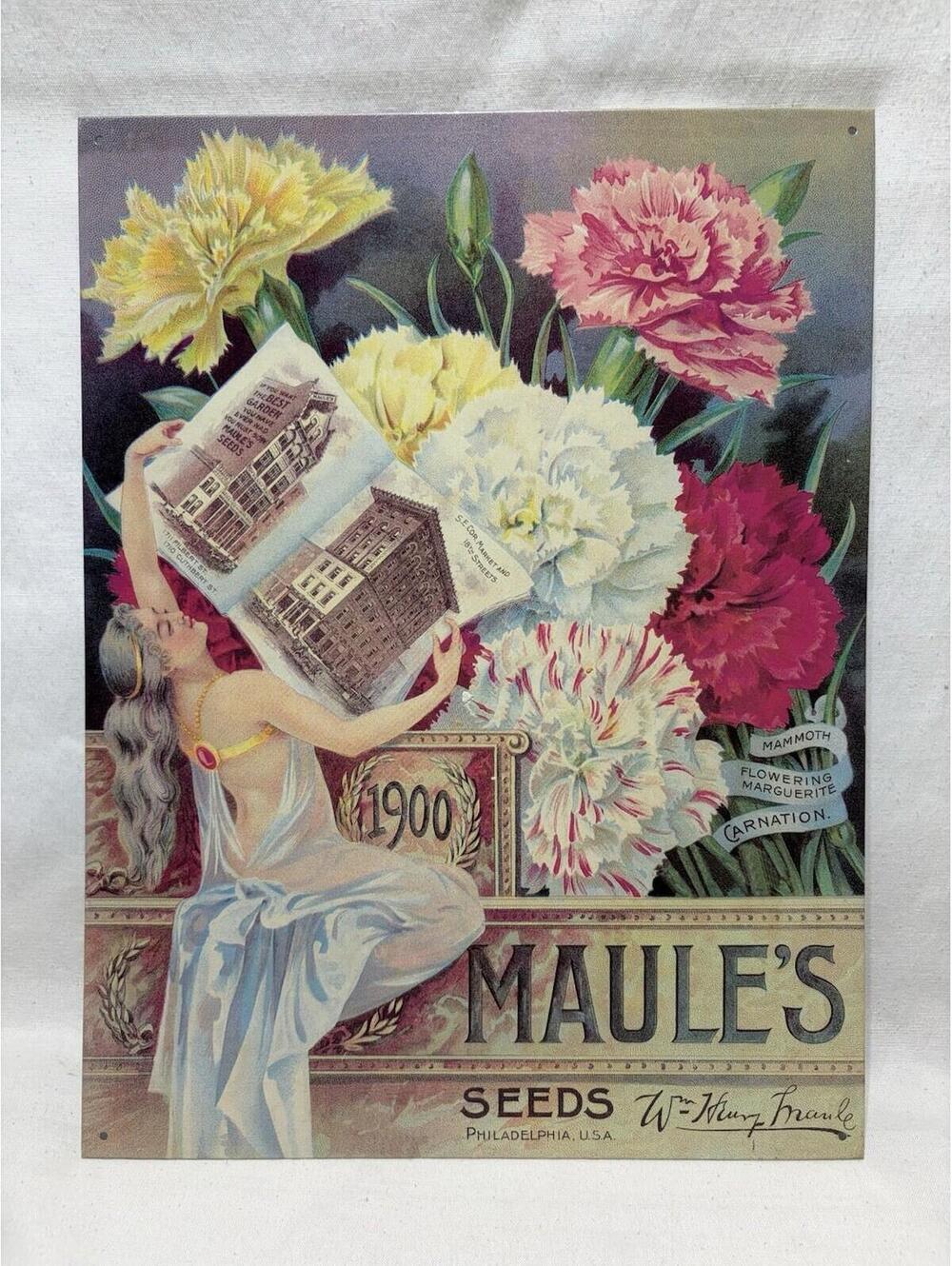 Tin vintage Style Poster: 1900 Maule's Seeds advertisement